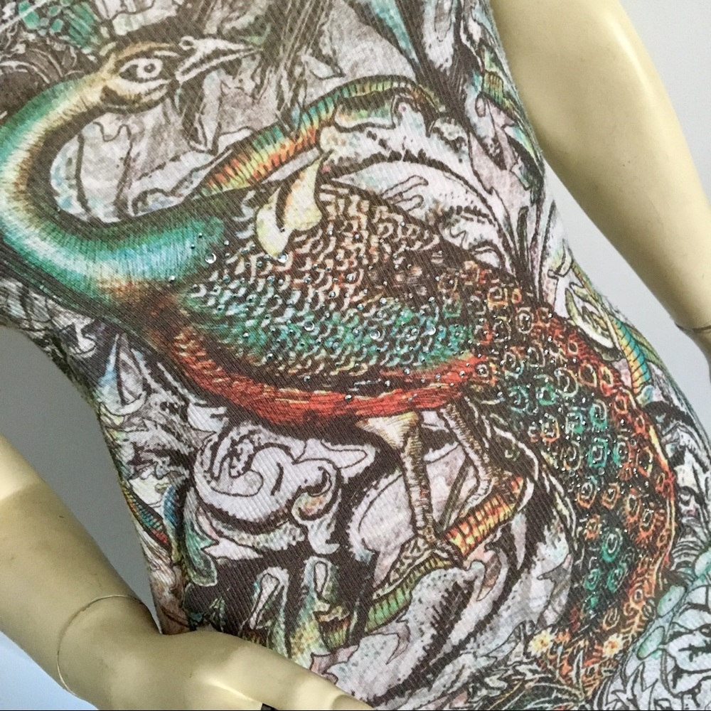 Peacock racerback long tank top - Picture 4 of 8